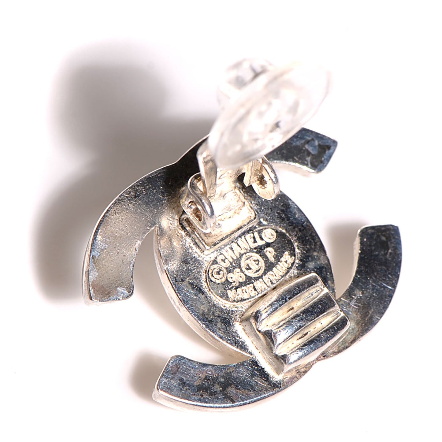 CC Turnlock Clip On Earrings Silver