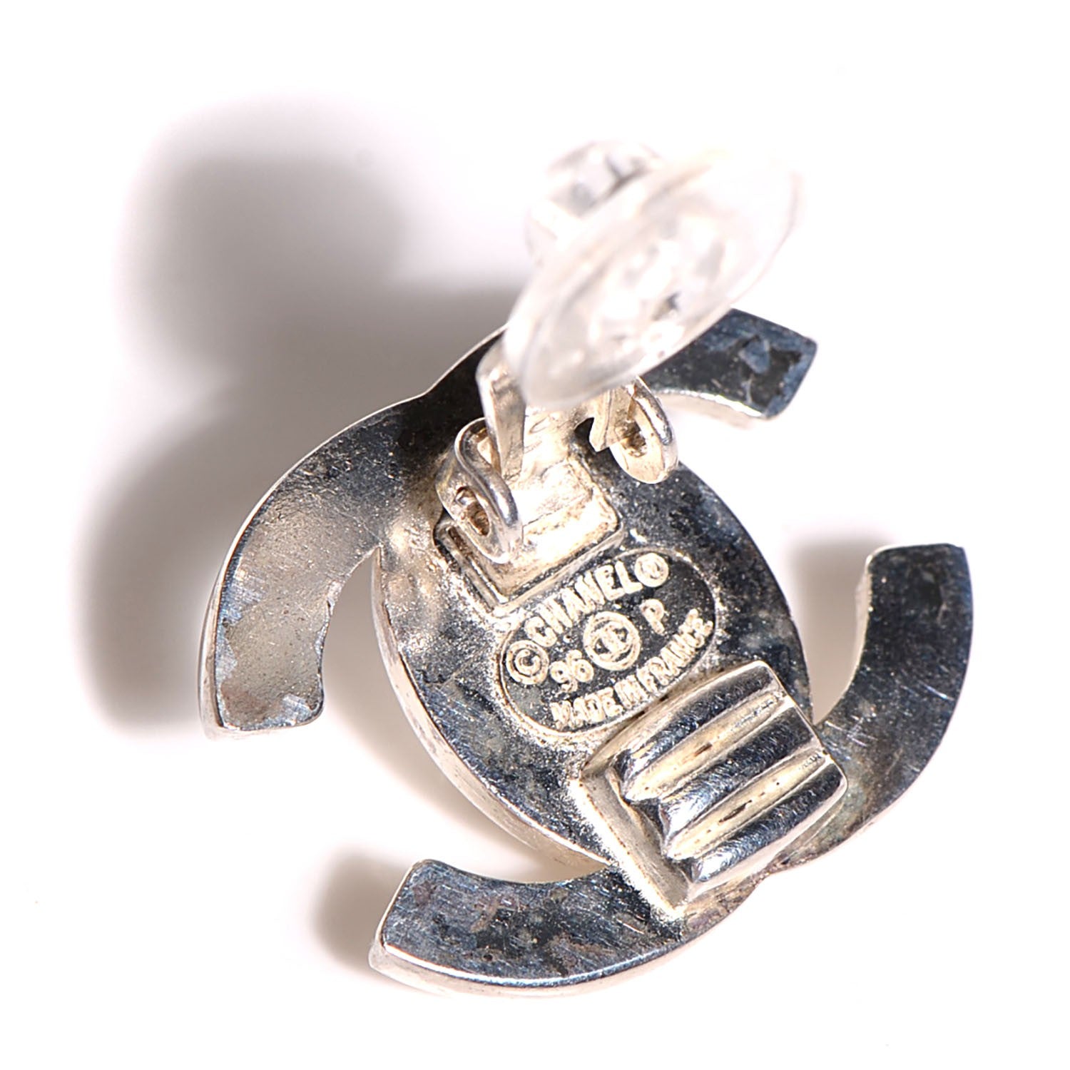 Chanel CC Turnlock Clip On Earrings Silver 4 of 6