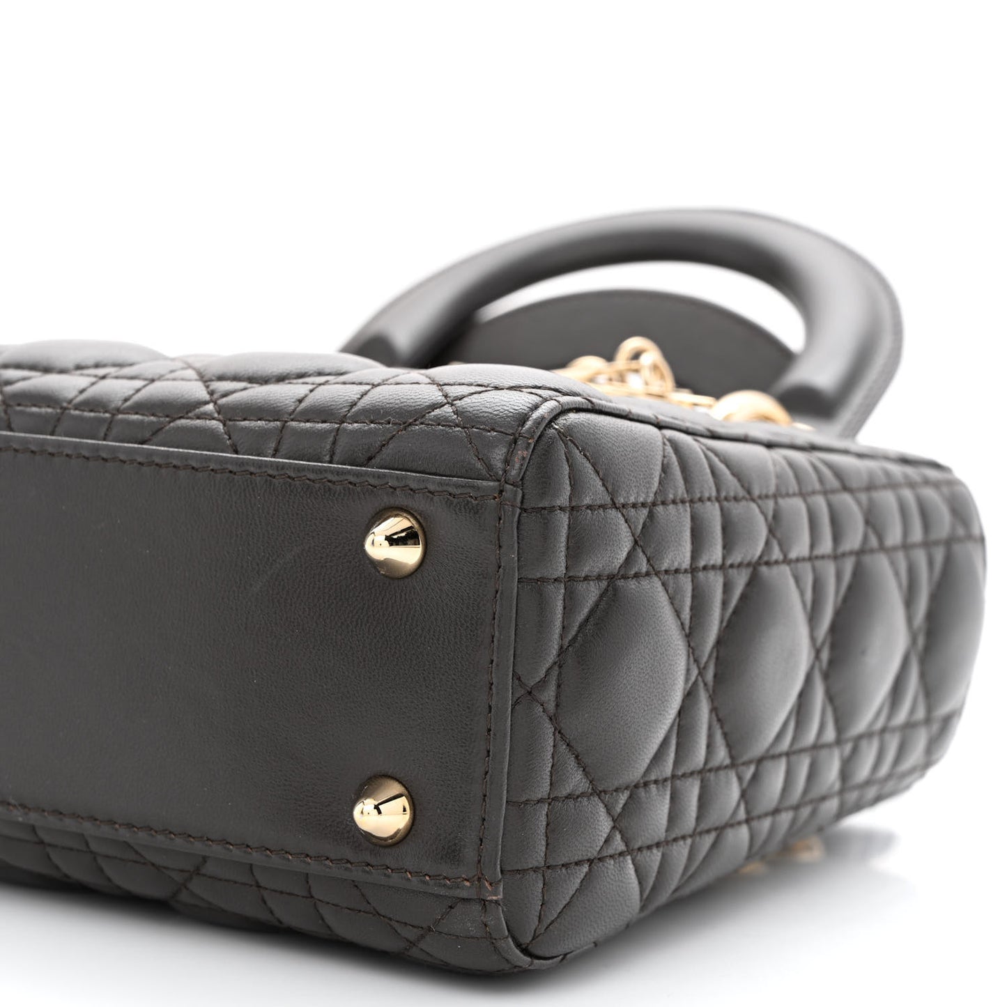 Lambskin Cannage Small Lucky Badges My Lady Dior Dark Grey