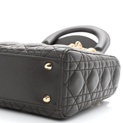 Christian Dior Lambskin Cannage Small Lucky Badges My Lady Dior Dark Grey 10 of 11