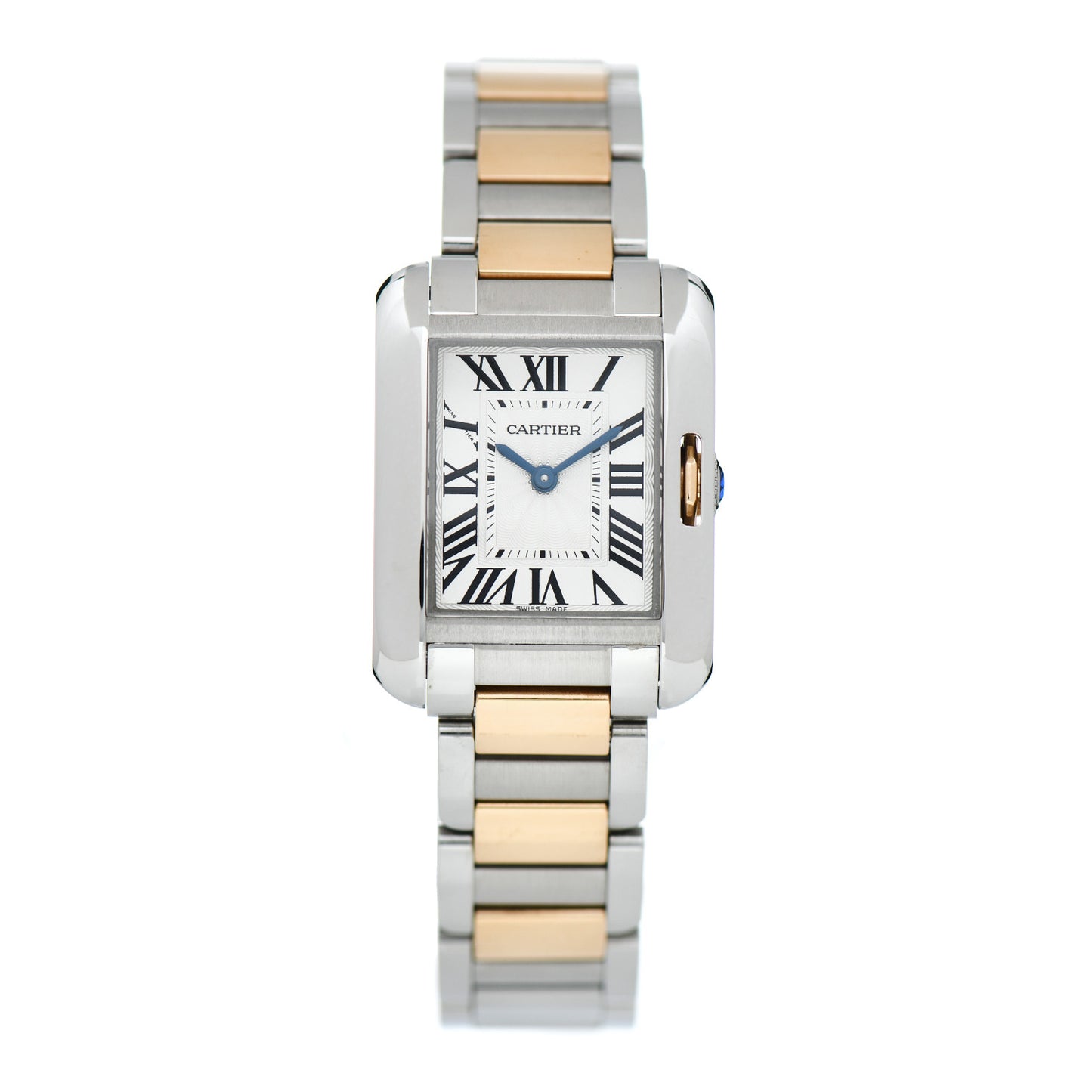 Stainless Steel 18K Pink Gold 30mm Tank Anglaise Quartz Watch