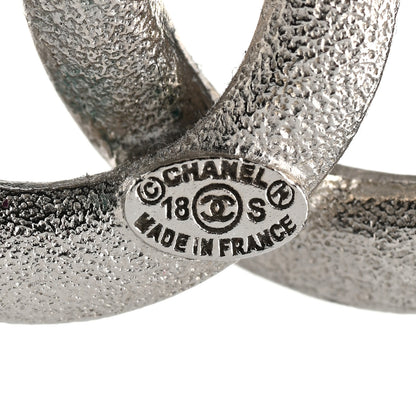 Chanel Baguette Crystal Quilted CC Drop Earrings Silver 4 of 6