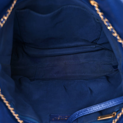 Chanel Calfskin Front Zip CC Drawstring Chain Drawstring Tote Blue 5 of 13
