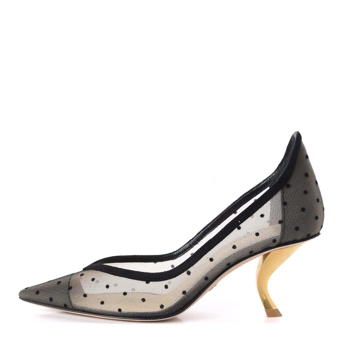 Suede Mesh Plumetis D-Sculpture Pumps 36.5 Black
