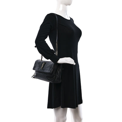 Saint Laurent Sheepskin Medium West Hollywood Monogram Fold-Over Bag Black 2 of 9