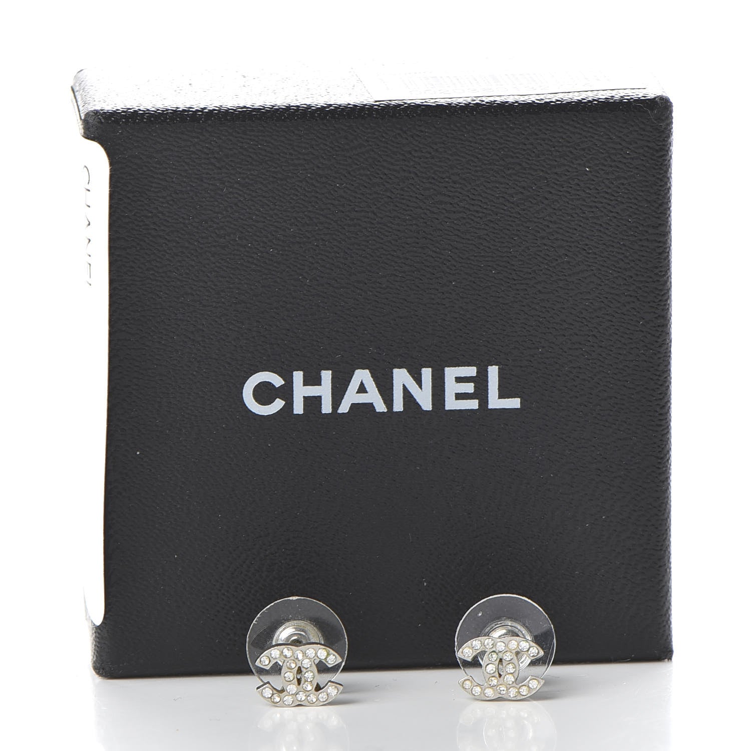 Chanel Crystal Timeless CC Earrings Silver 5 of 5