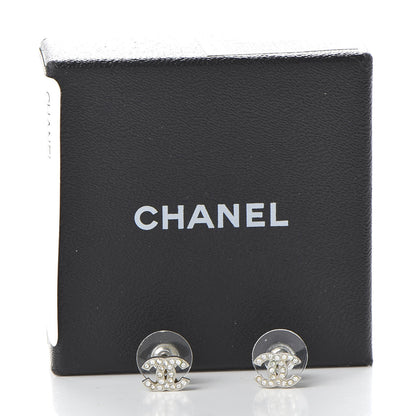 Chanel Crystal Timeless CC Earrings Silver 5 of 5