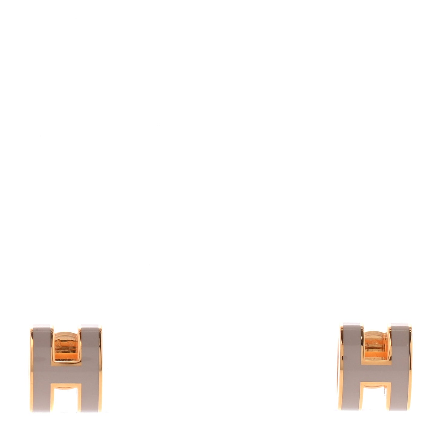 Gold Lacquered Mini Pop H Earrings Marron Glace