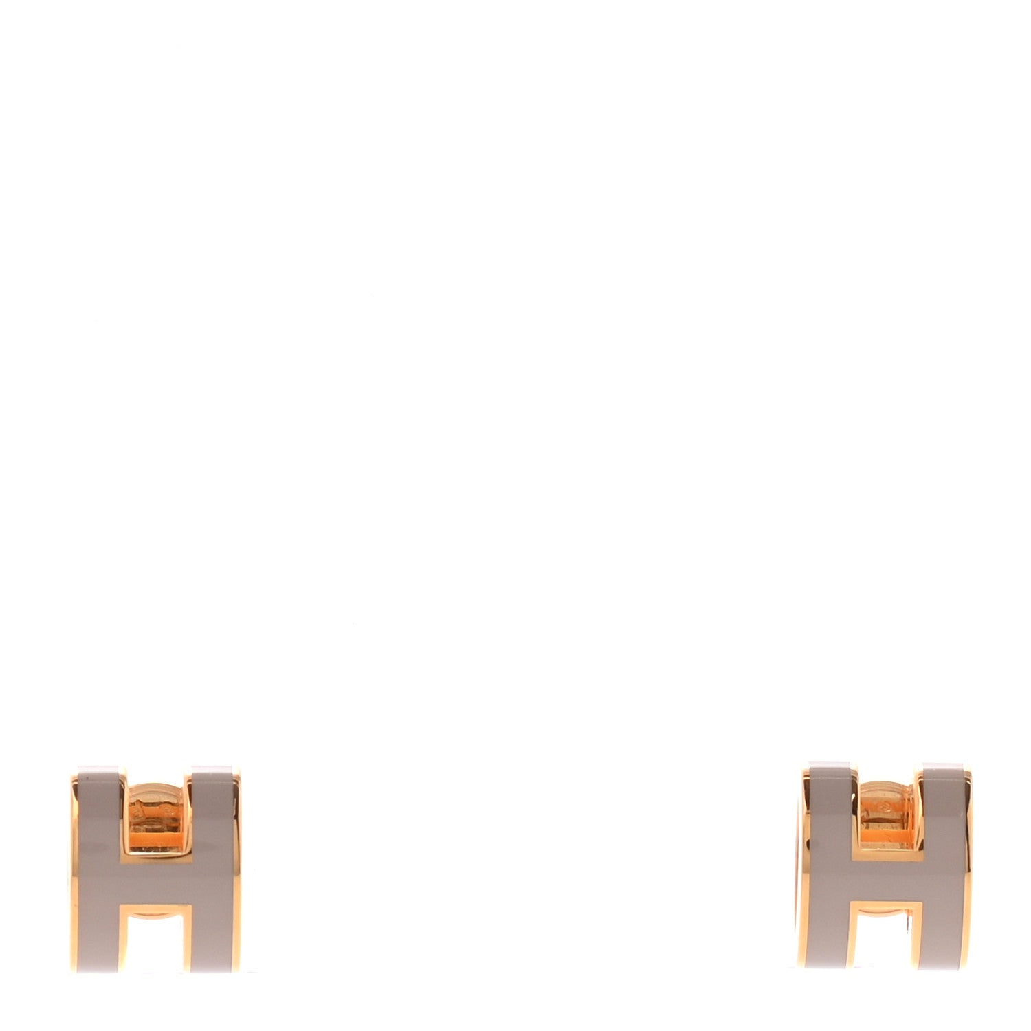 Hermes Gold Lacquered Mini Pop H Earrings Marron Glace 1 of 7