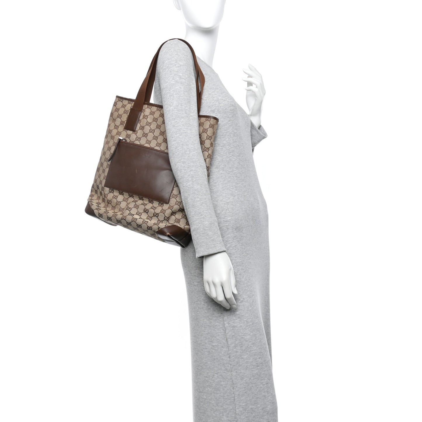 Calfskin Monogram Tall Tote Brown