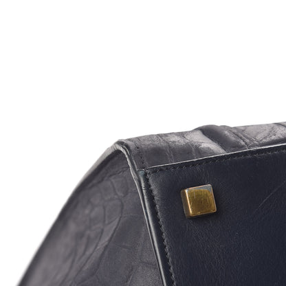 Celine Crocodile Embossed Nubuck Medium Phantom Luggage Navy Blue 8 of 27