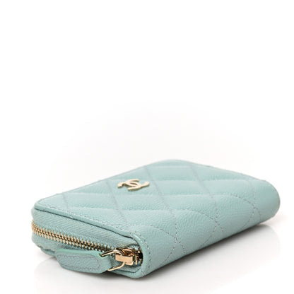 Chanel Caviar Quilted Zip Coin Purse Light Blue 7 of 14