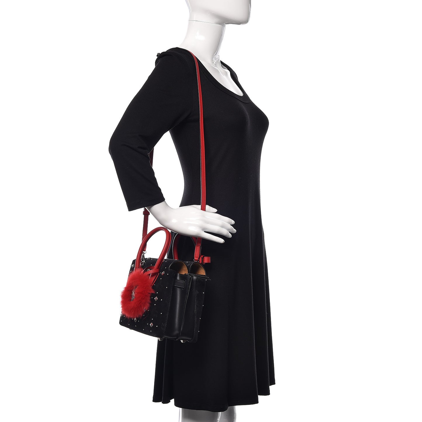 Velvet Studded Mini Insignia Milla Tote Black