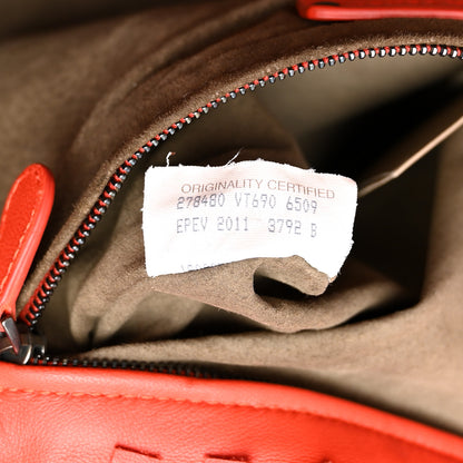 Bottega Veneta Nappa Intrecciato Patchwork Frayed Tote Red 7 of 10