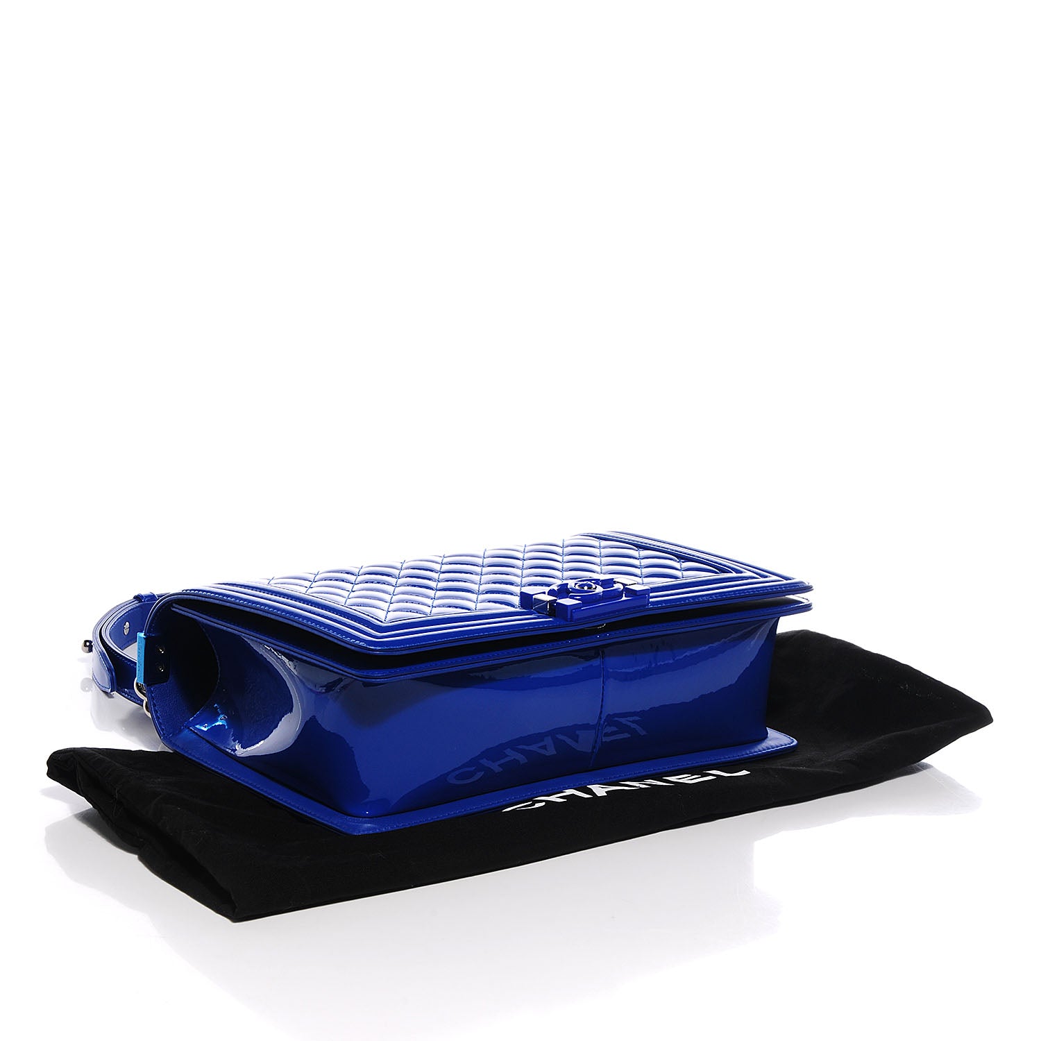Chanel Patent Leather Large Boy Flap Plexiglass Bright Blue 4 of 7