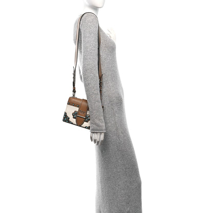 Prada City Calf Studded Folk Cahier Bag White Caramel 2 of 10