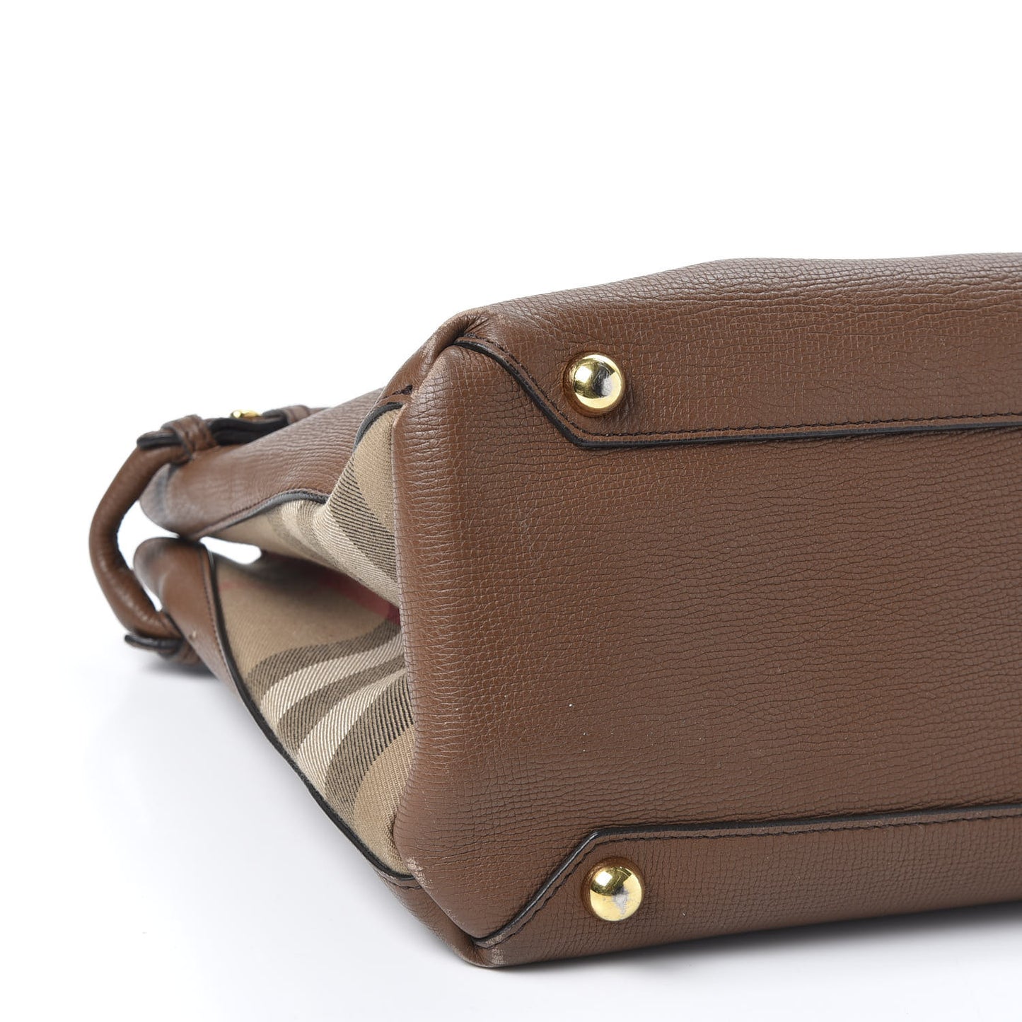 Grainy Calfskin House Check Medium Banner Tote Tan
