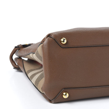 Burberry Grainy Calfskin House Check Medium Banner Tote Tan 5 of 10