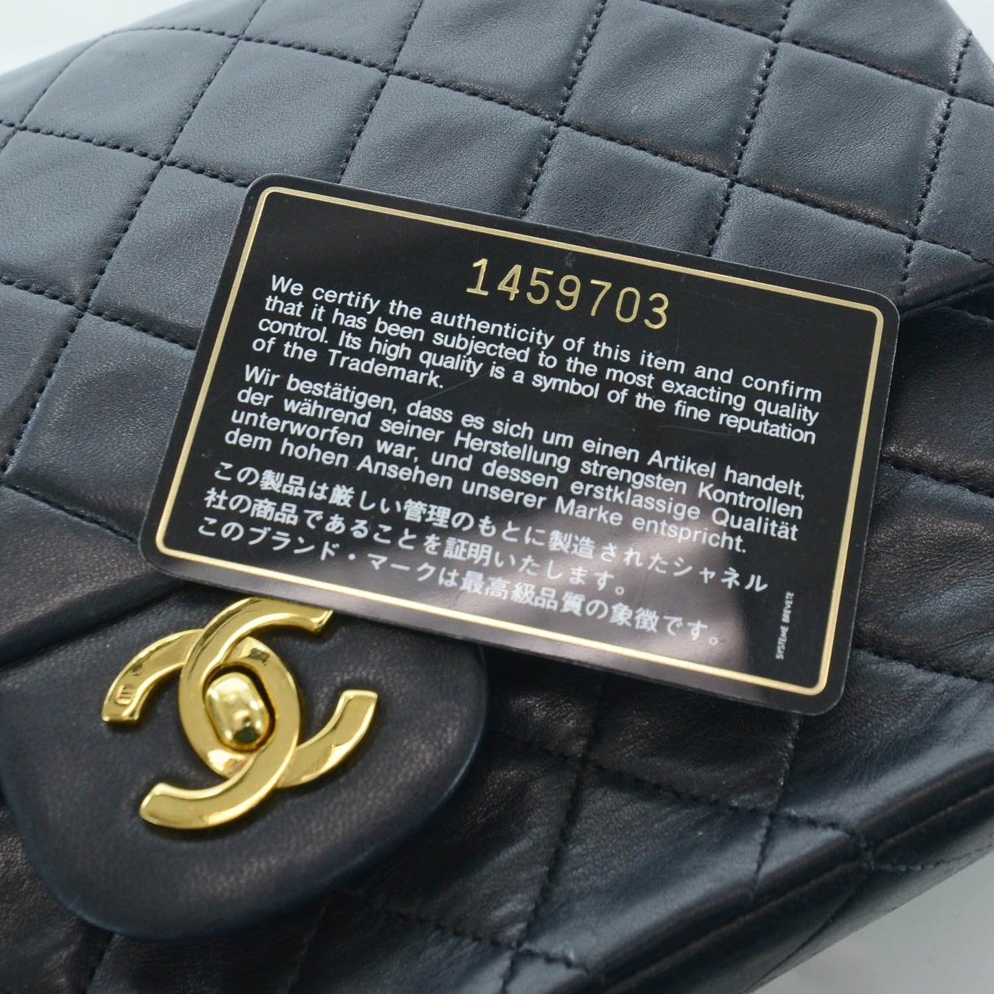 Lambskin Medium Double Flap Black