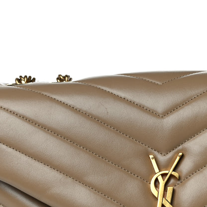 Saint Laurent Calfskin Y Quilted Monogram Medium Loulou Chain Satchel Dark Latte 15 of 16