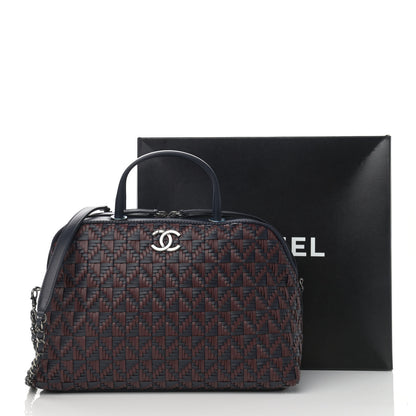 Chanel Calfskin Woven Bowling Bag Navy Blue 11 of 11