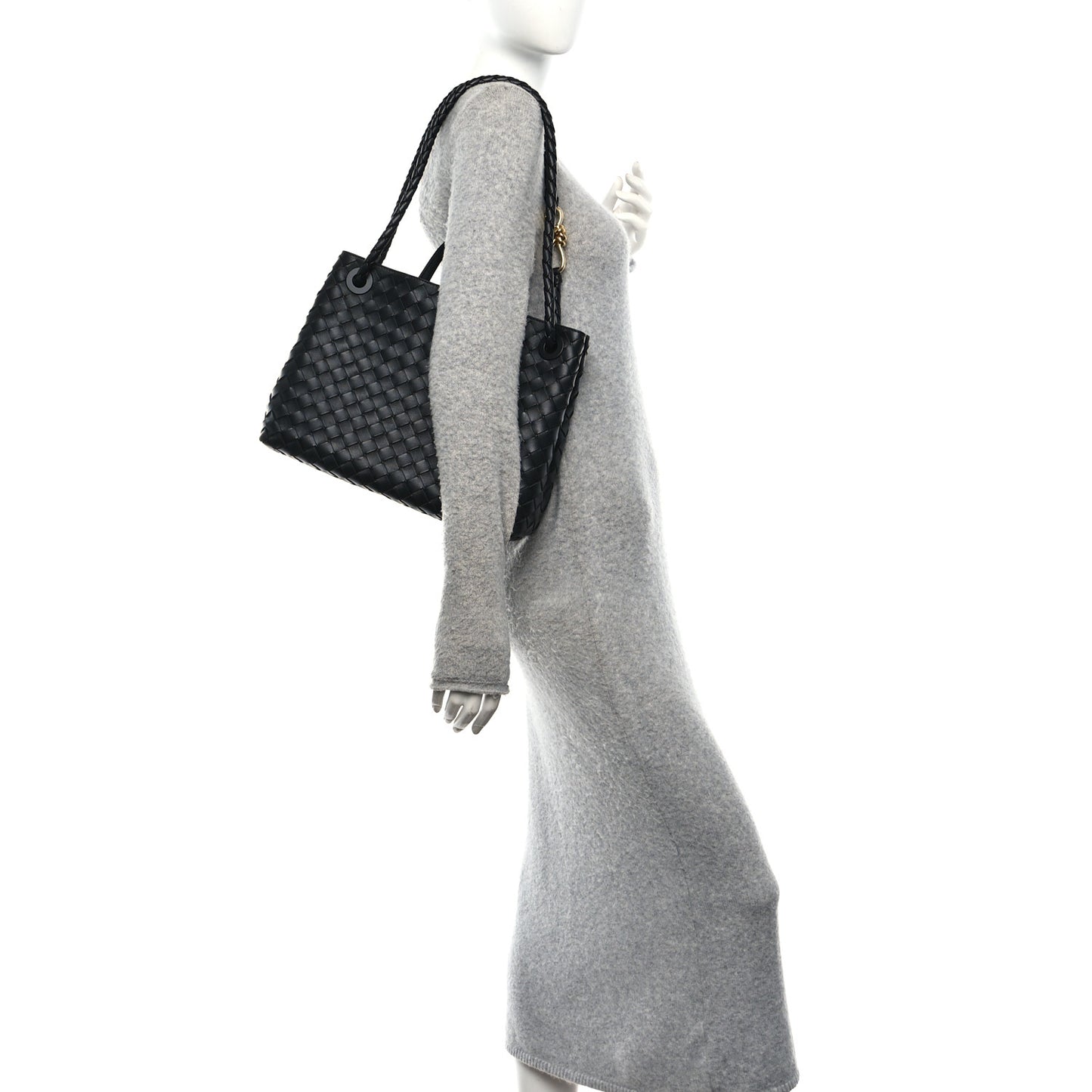 Nappa Intrecciato Medium Andiamo Shoulder Bag Black
