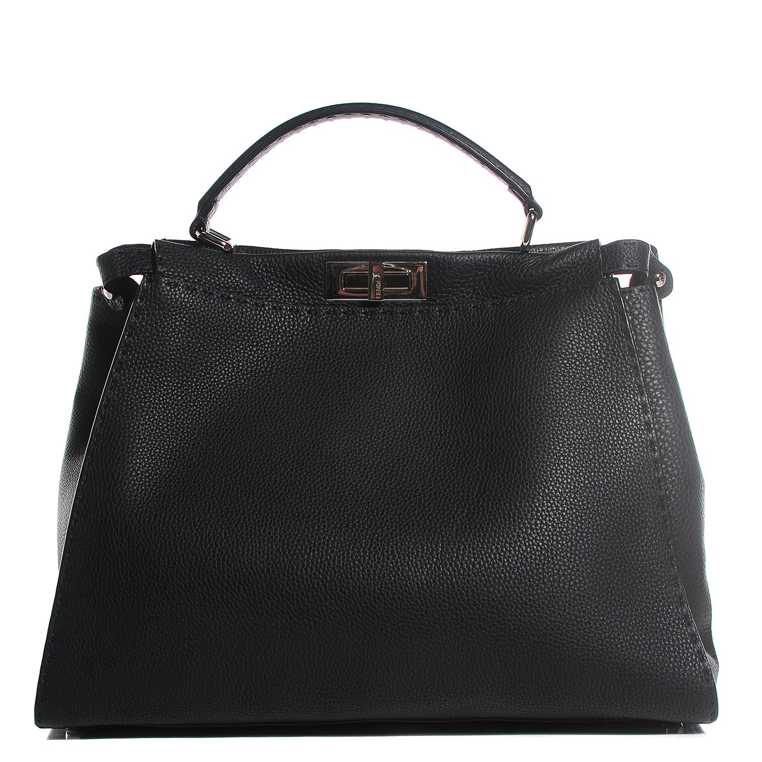 Fendi Cuoio Romano Selleria Bi-Color Large Peekaboo Iconic Satchel Black Mou 11 of 20