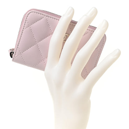 Chanel Lambskin Quilted Zip Around Coin Purse Wallet Light Pink 2 of 10