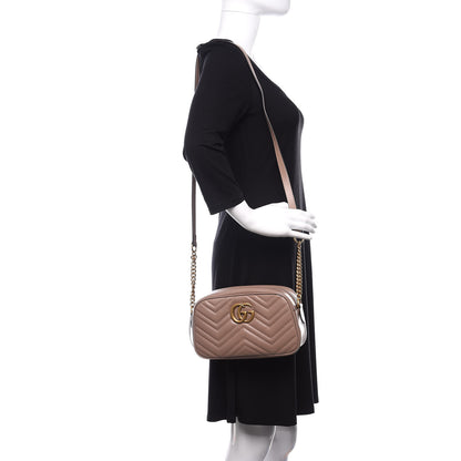 Gucci Calfskin Matelasse Small GG Marmont Chain Shoulder Bag Porcelain Rose 2 of 11