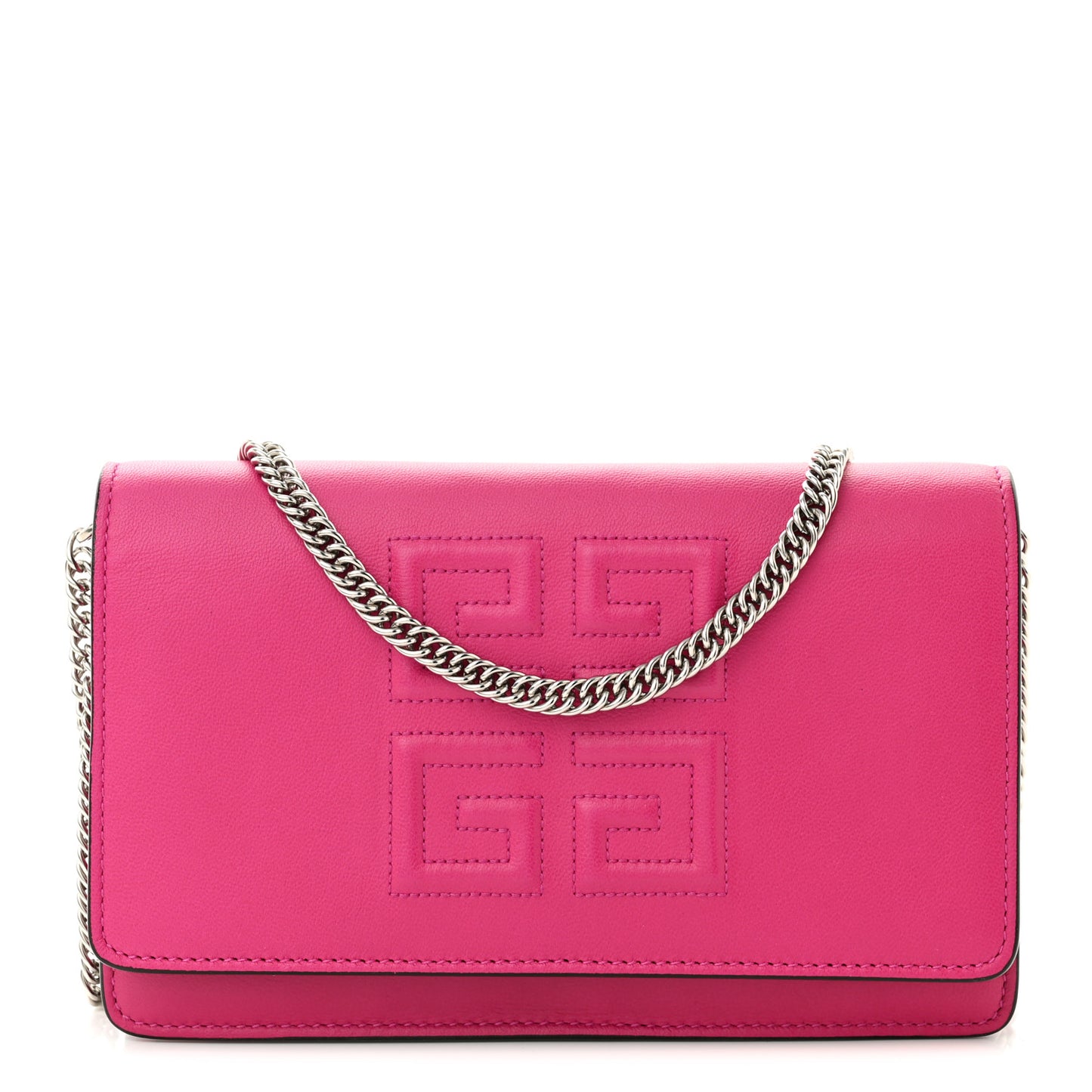 Lambskin Emblem Chain Wallet Cyclamen