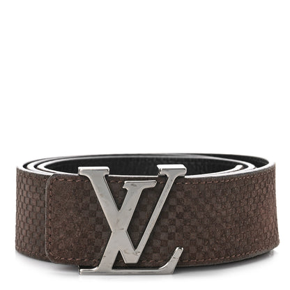 Louis Vuitton Suede Calfskin Mini Damier 40mm LV Initiales Belt 100 40 Moka 1 of 7