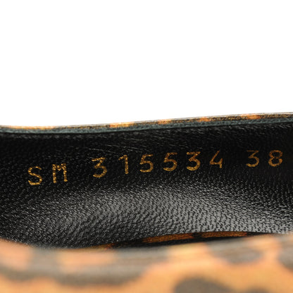 Saint Laurent Leopard Lame Double Cat Pumps 38 Gold 8 of 8