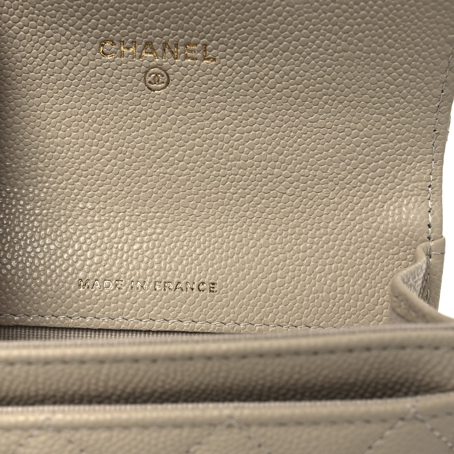 Chanel Caviar Quilted Flap Card Holder Wallet Beige 7 of 9