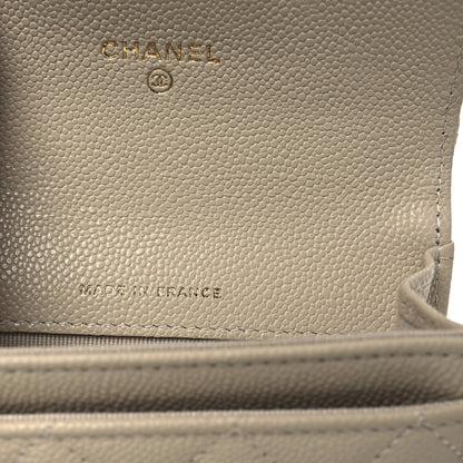 Chanel Caviar Quilted Flap Card Holder Wallet Beige 7 of 9