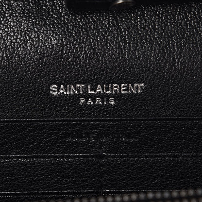 Saint Laurent Sheepskin Tri-Quilt Monogram Envelope Chain Wallet Black 6 of 10
