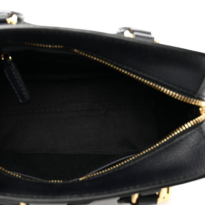 Alexander McQueen Pebbled Calfskin Mini Skull Padlock Zip Around Tote Navy 5 of 10