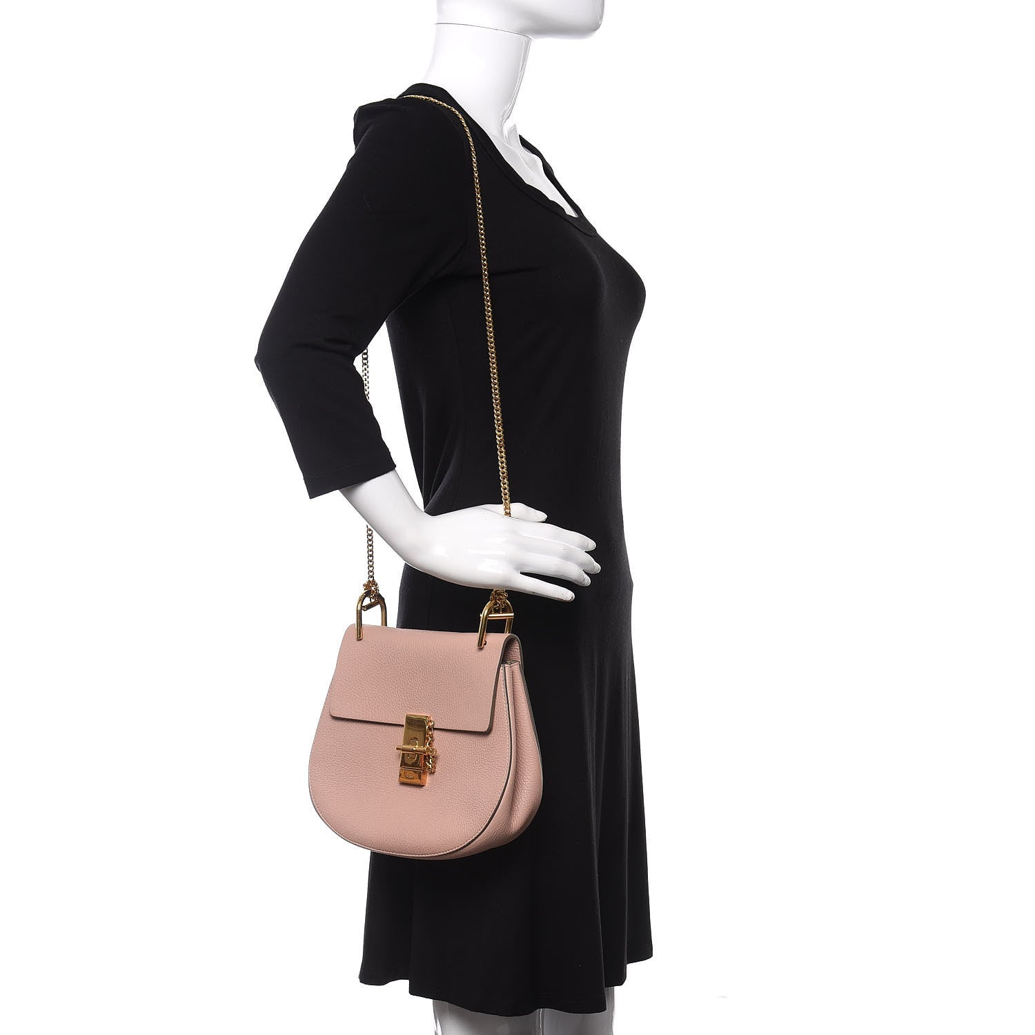 Chloe Grained Lambskin Drew Shoulder Bag Cement Pink 2 of 11