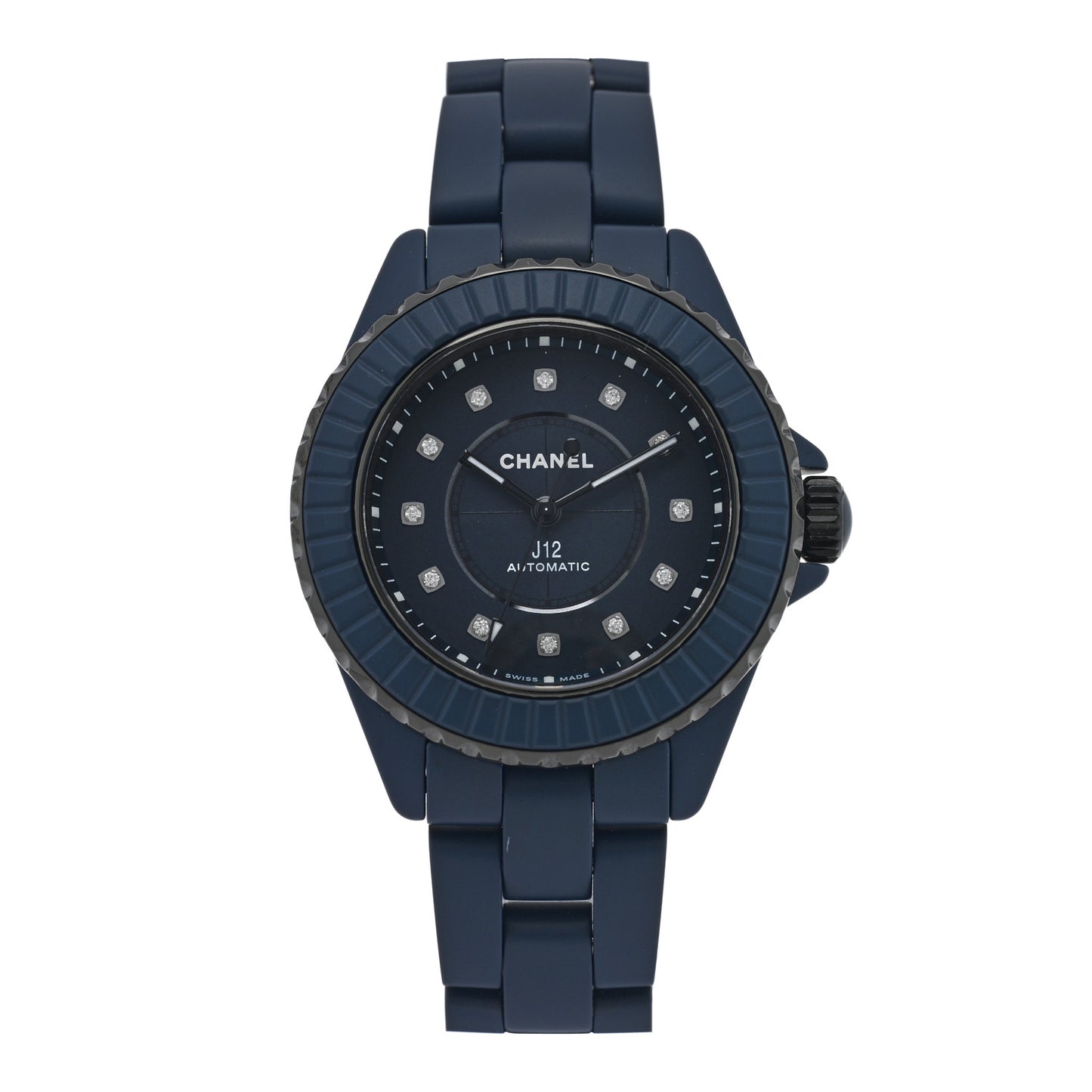 Stainless Steel Ceramic Diamond 33mm J12 Automatic Watch Blue