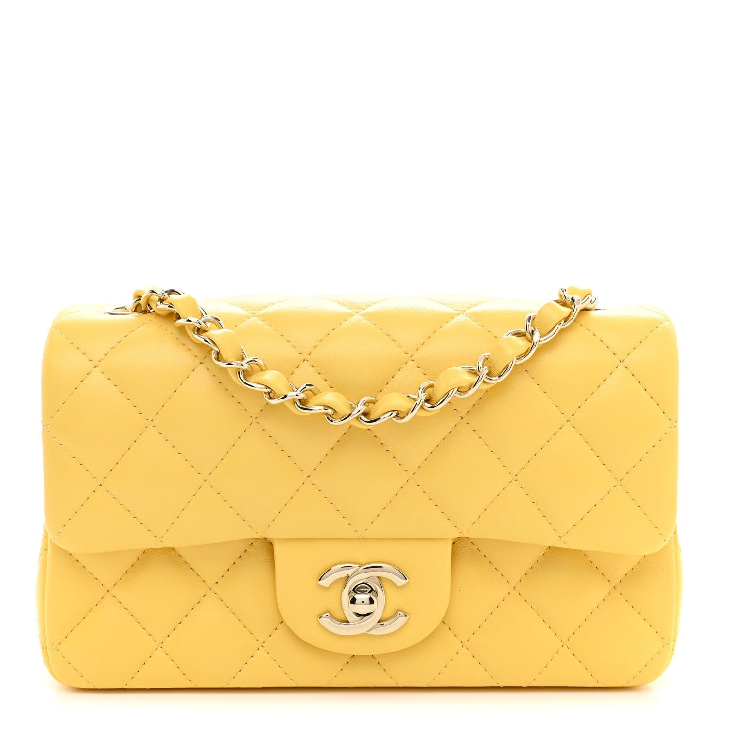 Chanel Lambskin Quilted Mini Rectangular Flap Yellow 1 of 11