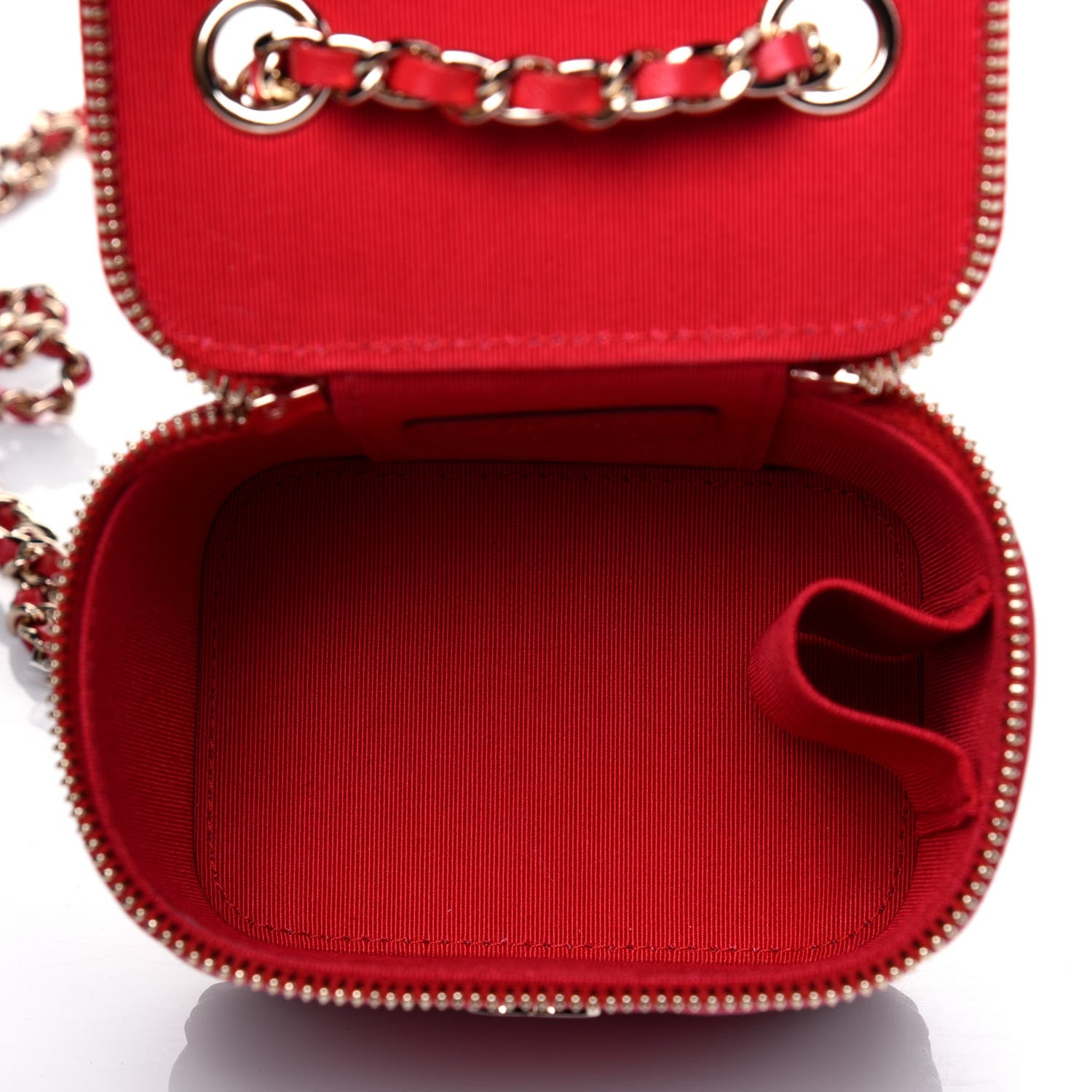 Chanel Goatskin Camellia Mini Vanity Case With Chain Red 5 of 12