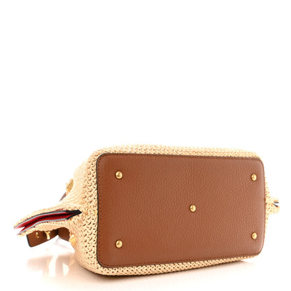 Valentino Garavani Raffia Grained Calfskin Small Rockstud Vlogo Tote Naturale 4 of 11