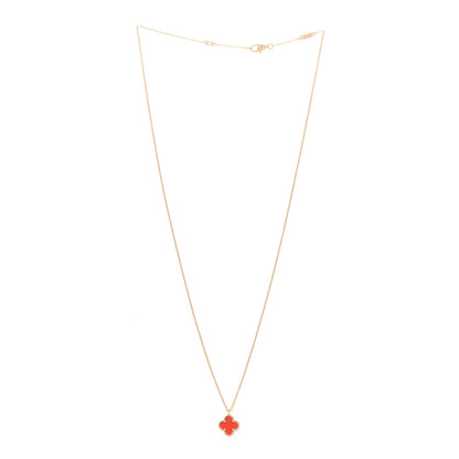 Van Cleef & Arpels 18K Rose Gold Carnelian Sweet Alhambra Pendant Necklace 3 of 7