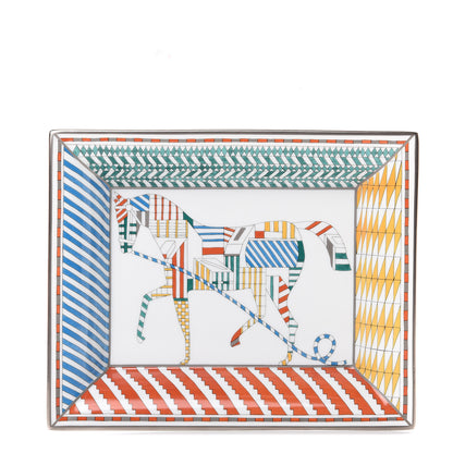 Hermes Porcelain Velvet Goatskin Promenade Au Faubourg Change Tray Arlequin 1 of 4