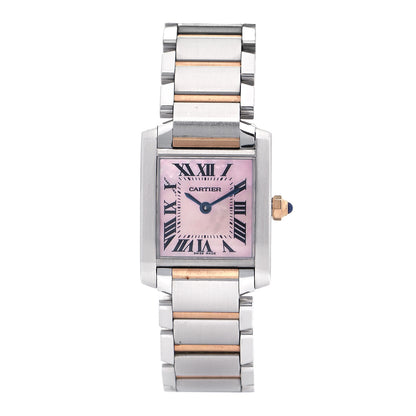Cartier Stainless Steel 18K Pink Gold Mother of Pearl 20mm Tank Francaise Quartz Watch 1 of 4