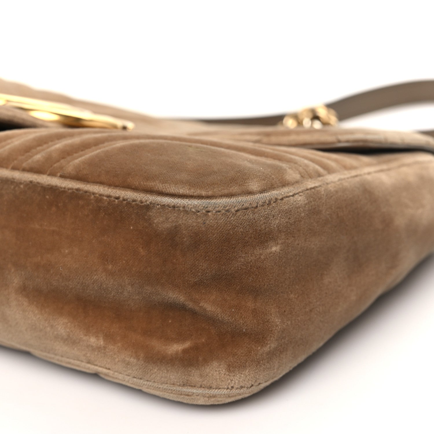 Gucci Velvet Matelasse Medium GG Marmont Shoulder Bag Taupe 10 of 10