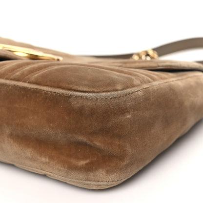 Gucci Velvet Matelasse Medium GG Marmont Shoulder Bag Taupe 10 of 10