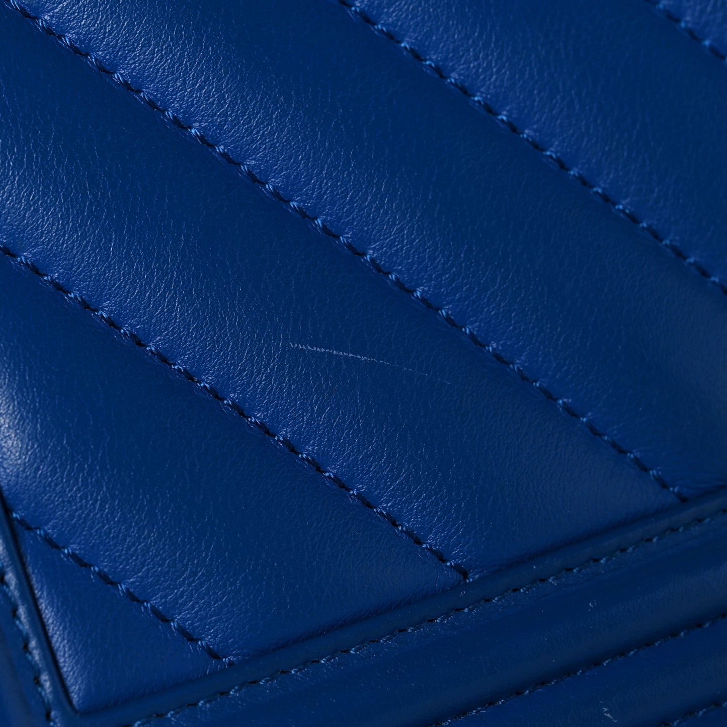 Calfskin Chevron Quilted New Medium Boy Flap Bright Blue