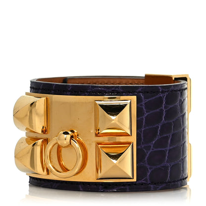 Hermes Shiny Alligator Collier De Chien CDC Bracelet S Bleu Electrique 1 of 6