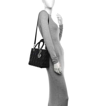 Christian Dior Lambskin Cannage Medium Lady Dior Black 2 of 10