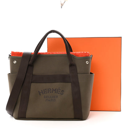 Hermes Toile Sac De Pansage Groom Kaki Feu 12 of 12